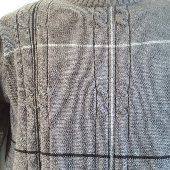 Haggar Men's Medium Gray Cable Knit Pullover Crewneck Sweater Long Sleeve Cotton - Picture 6 of 8